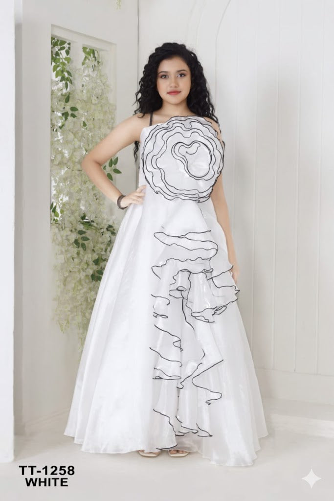 White Ruffled Gown