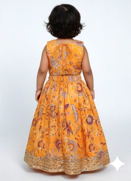 Yellow Printed Lehenga Set