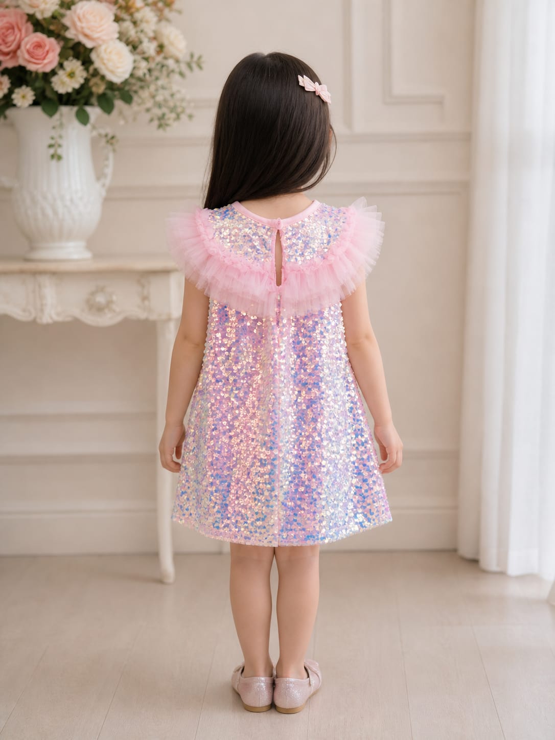 Dazzling Baby Pink Sequin Dress