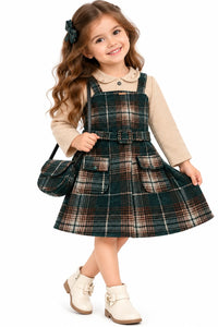 Girls' Ivory Embroidered Satin Party Dress with Detachable Capelet.