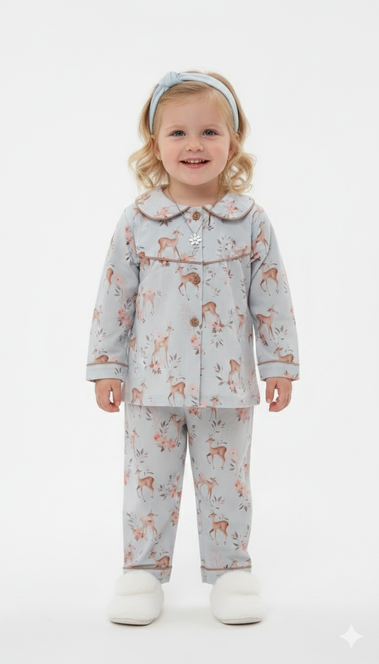 Deer and Floral Print Nightwear