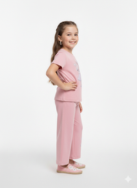 Girls' Festive Character Print Cotton Peplum Top and Matching Trousers Cord Set