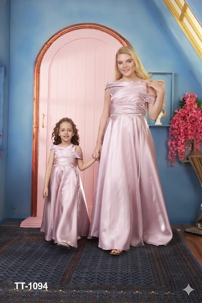 Mother-Daughter Satin Evening Gowns