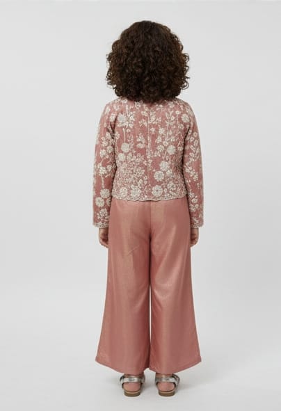 3-piece Dusty Rose Jacket Sharara Set