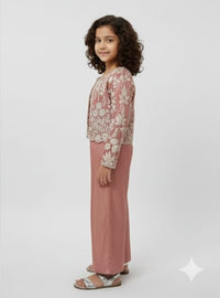 3-piece Dusty Rose Jacket Sharara Set
