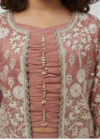 3-piece Dusty Rose Jacket Sharara Set