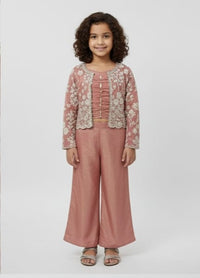 3-piece Dusty Rose Jacket Sharara Set