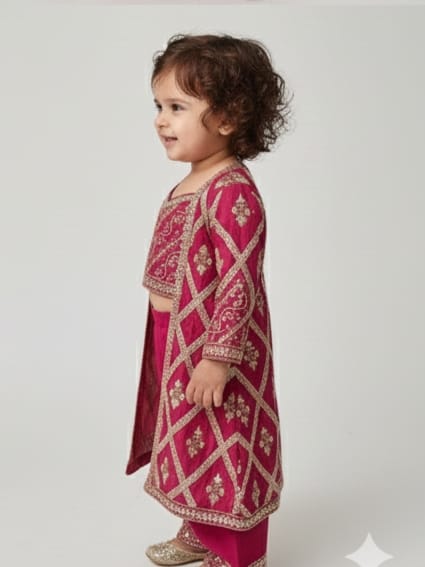 3-piece RaniLong Jacket Sharara Set