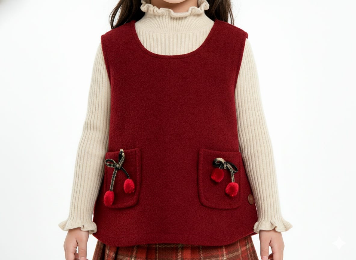 3 Pcs Top with Checkered Skirt