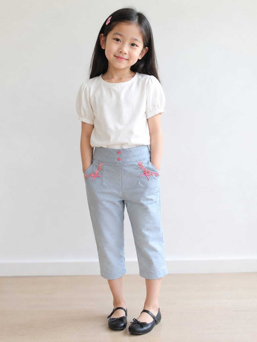 Floral Embroidered Summer Capris
