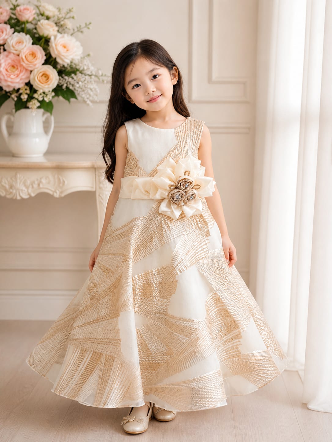 Ivory and Champagne Gold Gown