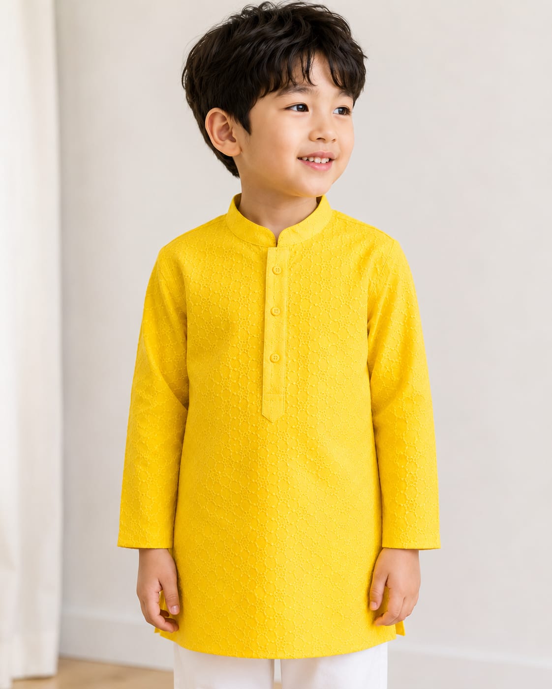 Marigold Intricate Chikankari-inspired self-embroidery