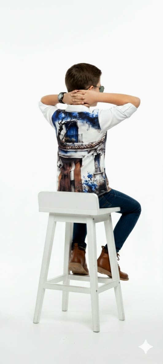 Artistic-Casual Graphic White Shirt