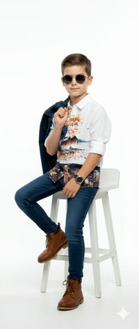 Artistic-Casual Graphic White Shirt