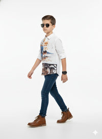 Artistic-Casual Graphic White Shirt