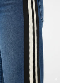 Dark Blue with White & Black Stripe