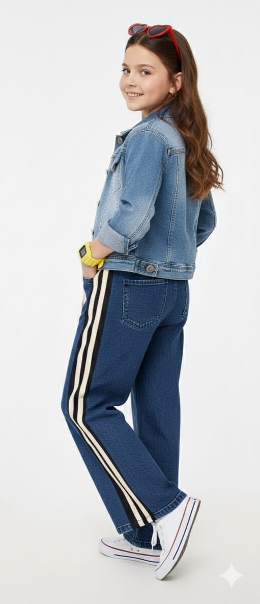 Dark Blue with White & Black Stripe