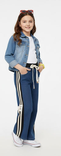 Dark Blue with White & Black Stripe