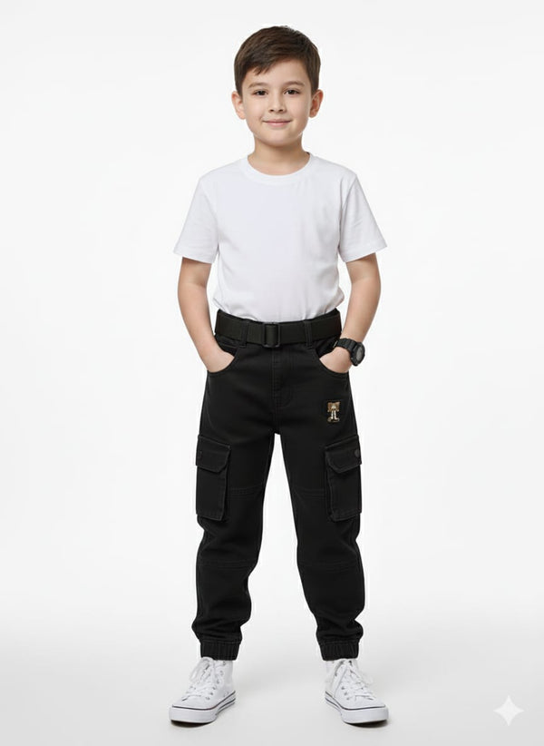 Black Cargo Jogger Pants