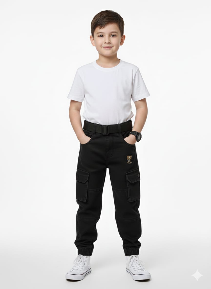 Black Cargo Jogger Pants