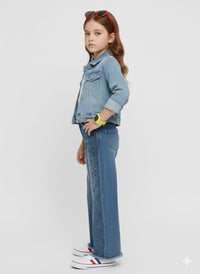 Blue Rhinestone Jeans wide Jeans