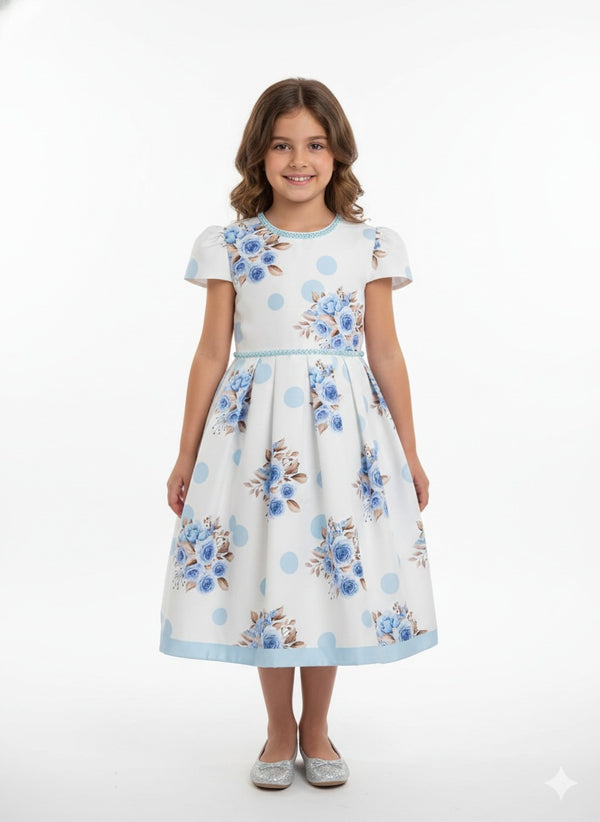 Blue and White Theme vintage-inspired tea-length dress