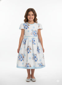 Blue and White Theme vintage-inspired tea-length dress