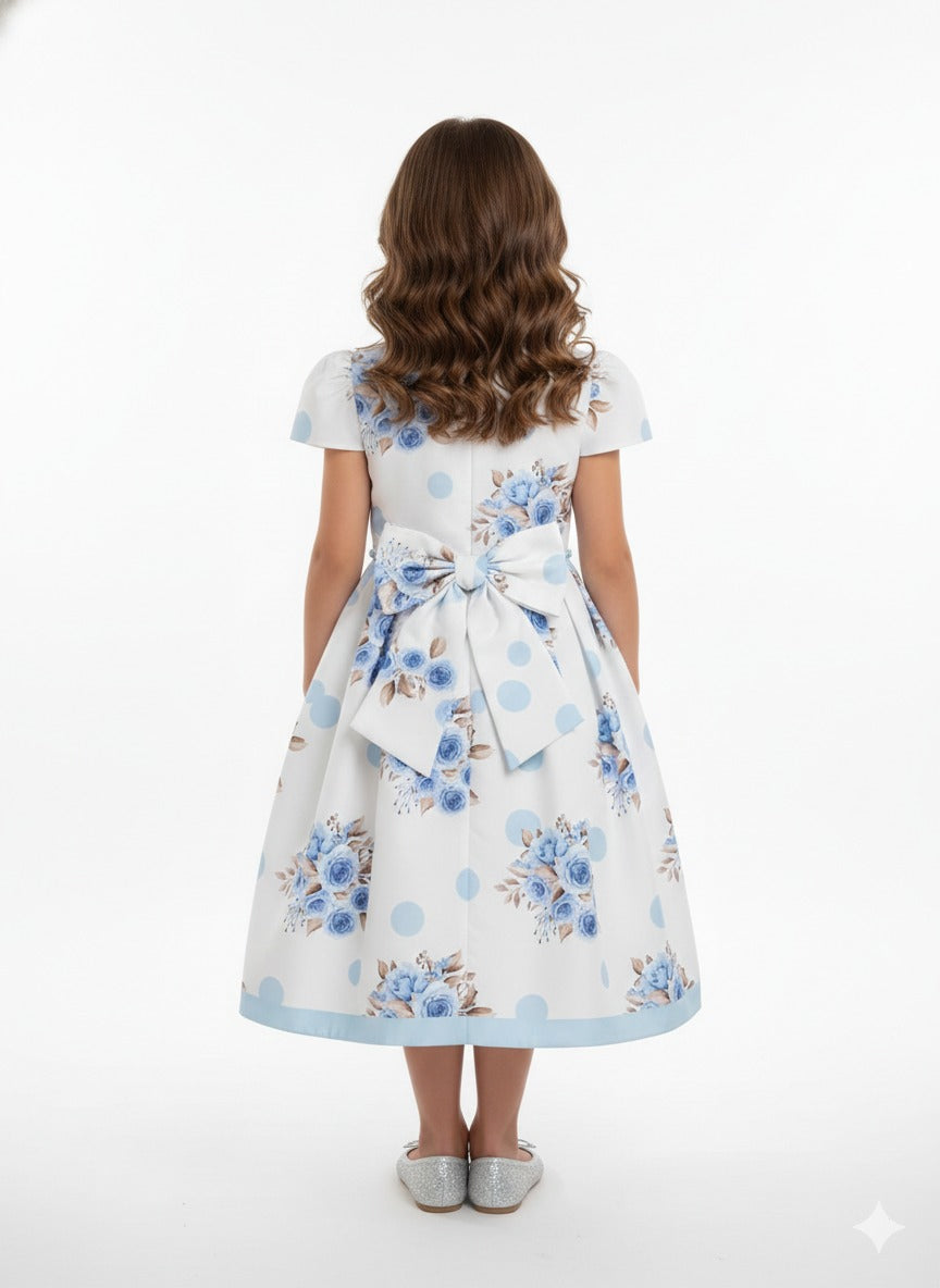 Blue and White Theme vintage-inspired tea-length dress