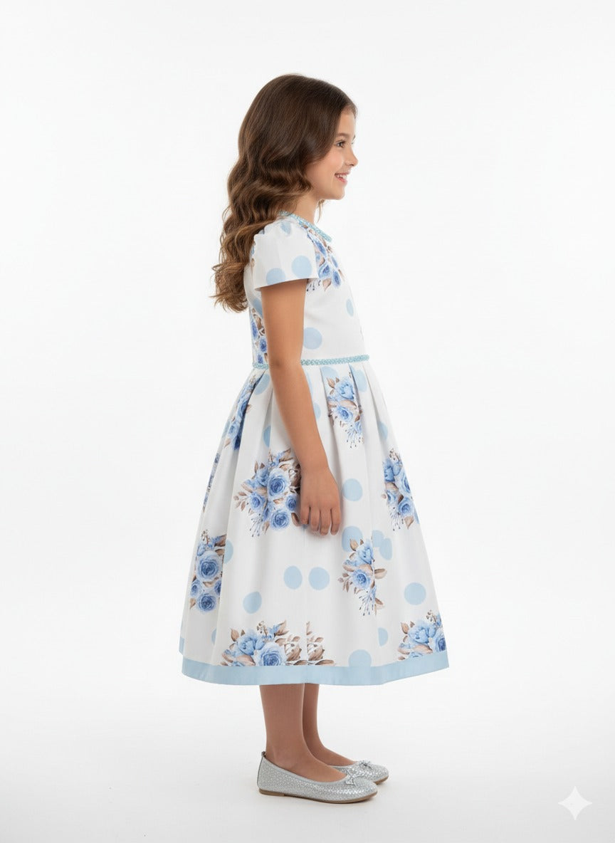Blue and White Theme vintage-inspired tea-length dress