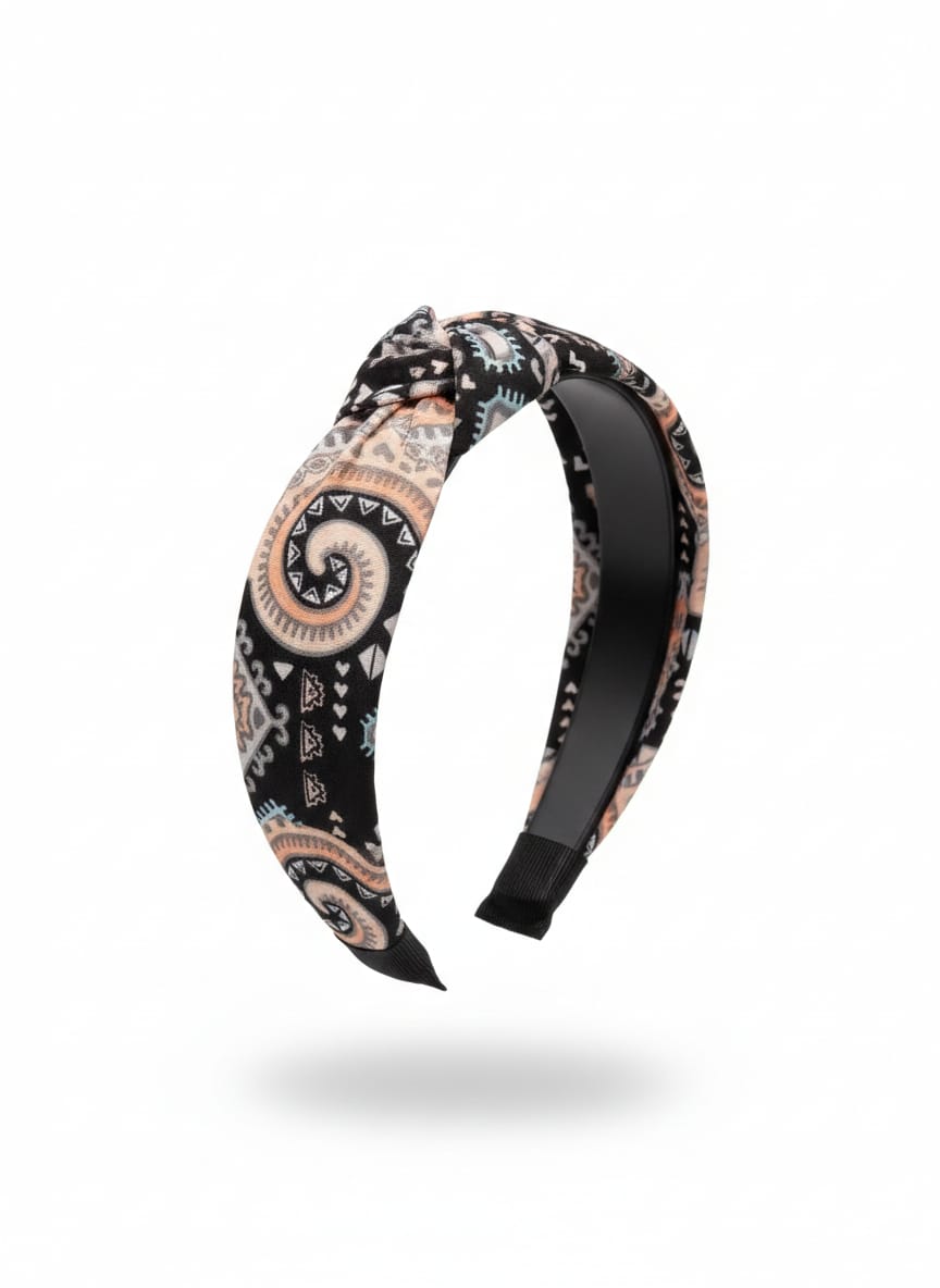 Bohemian-style knotted headband – Black
