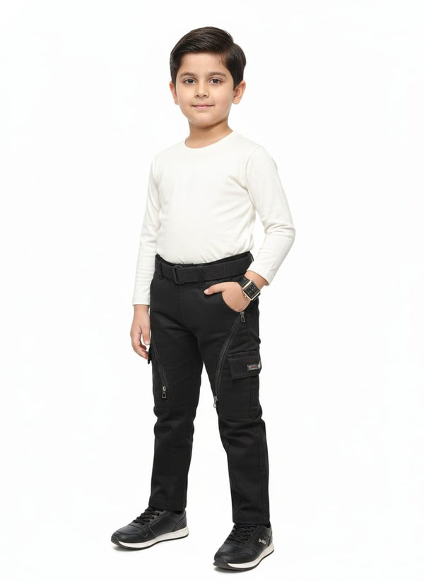 Boys Black Utility Cargo Pants