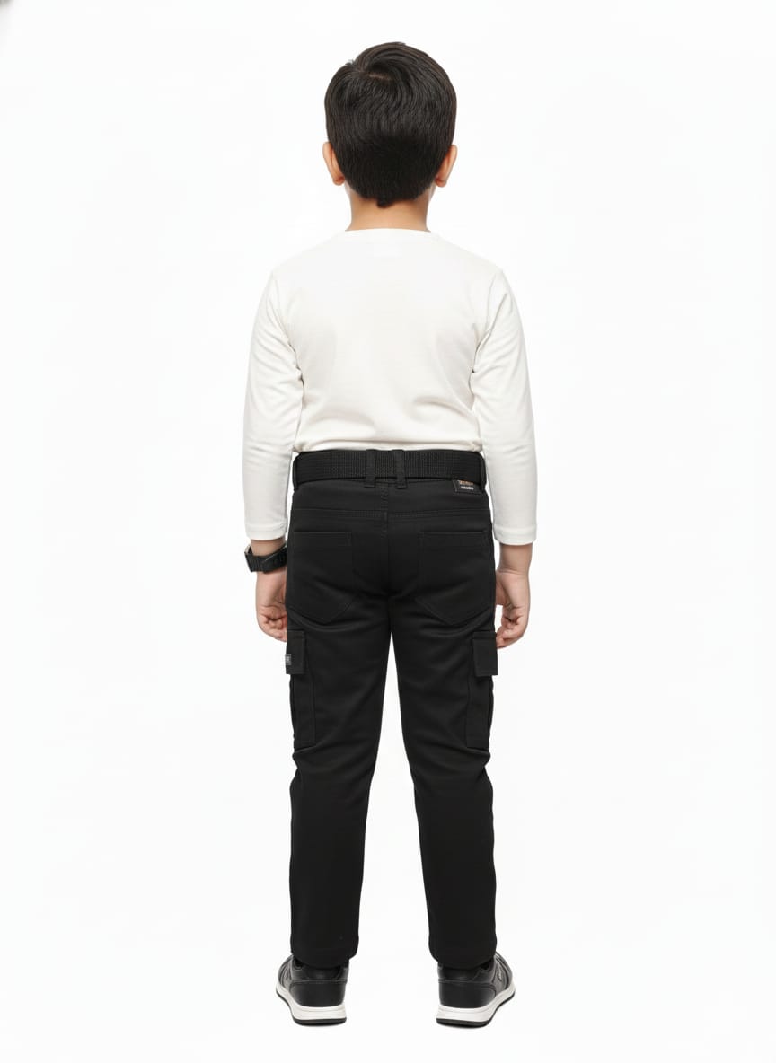 Boys Black Utility Cargo Pants