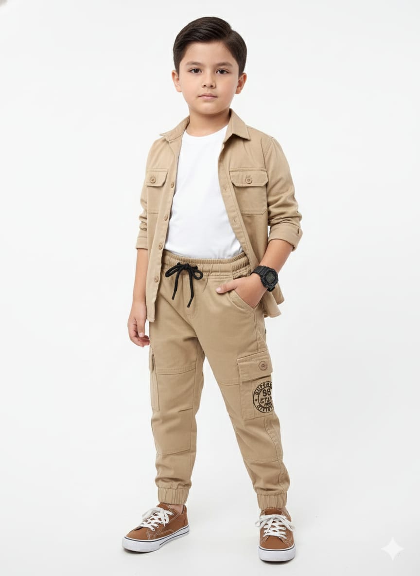 Boys' Khaki Cargo Joggers
