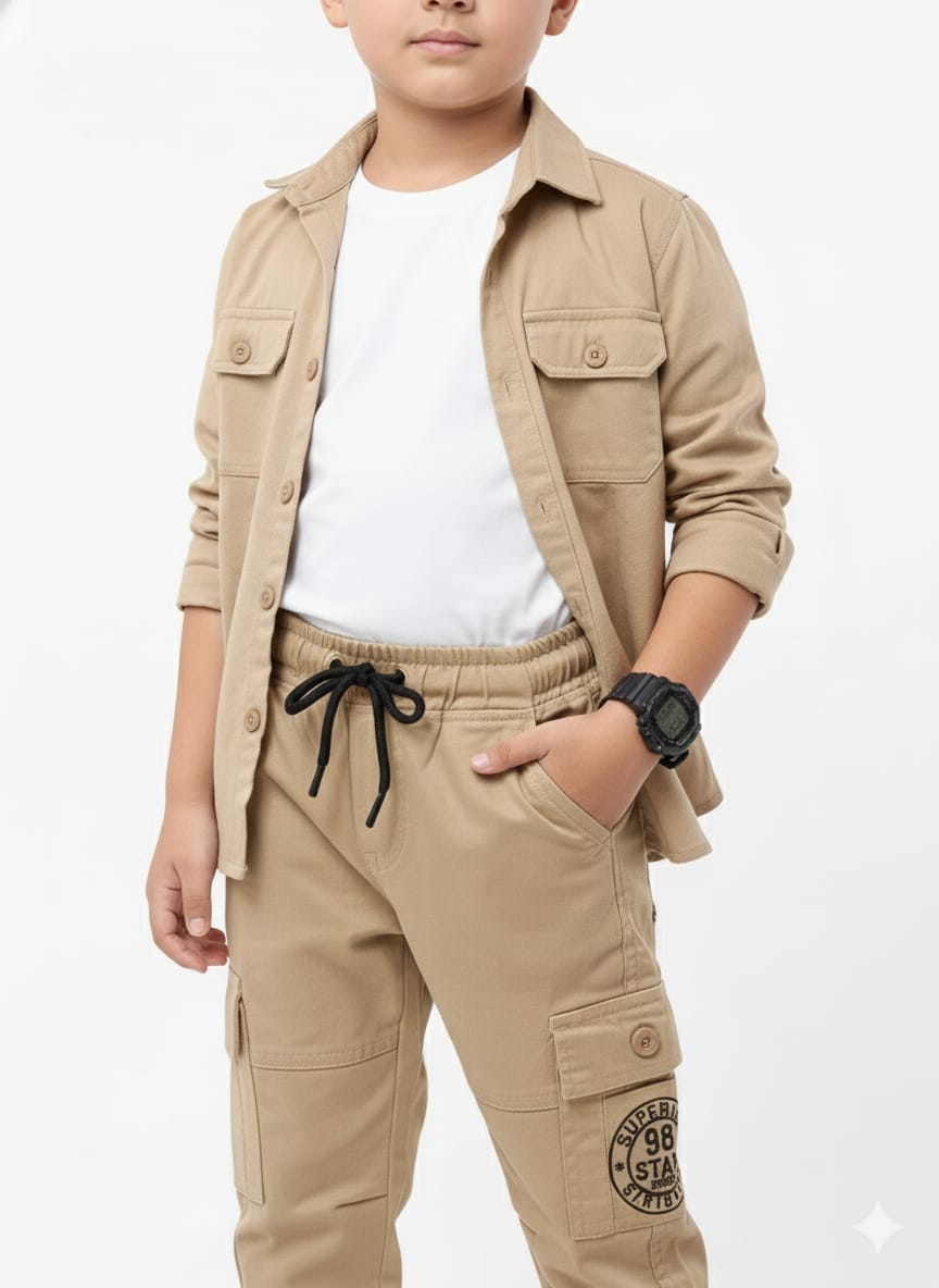 Boys' Khaki Cargo Joggers