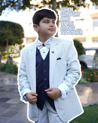 Boys' Linen Pinstripe Coat Suit Set
