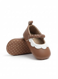 Brown-coloured faux leather booties