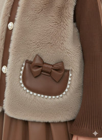 Brown Fur Vest Set (3 pcs)