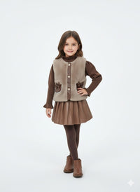 Brown Fur Vest Set (3 pcs)