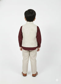 Burgundy with Beige Jacket Waist Coat