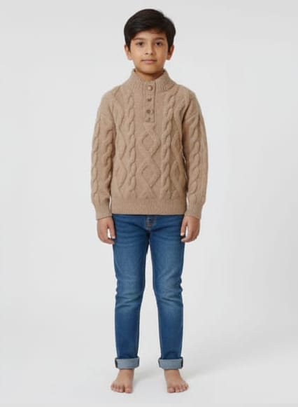 Camel Cable-Knit Sweater