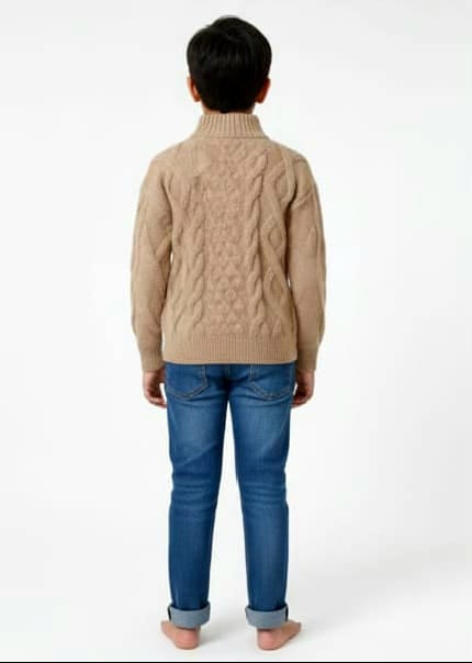 Camel Cable-Knit Sweater