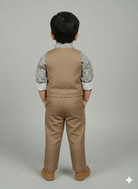 Camel Brown waist coat with Floral Shirt