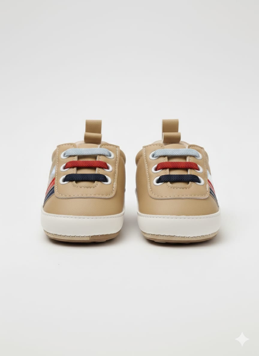 Camel with Coloured Laces Pre-walker Sneakers