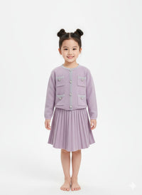 Chanel Inspired Lilac Skirt Set