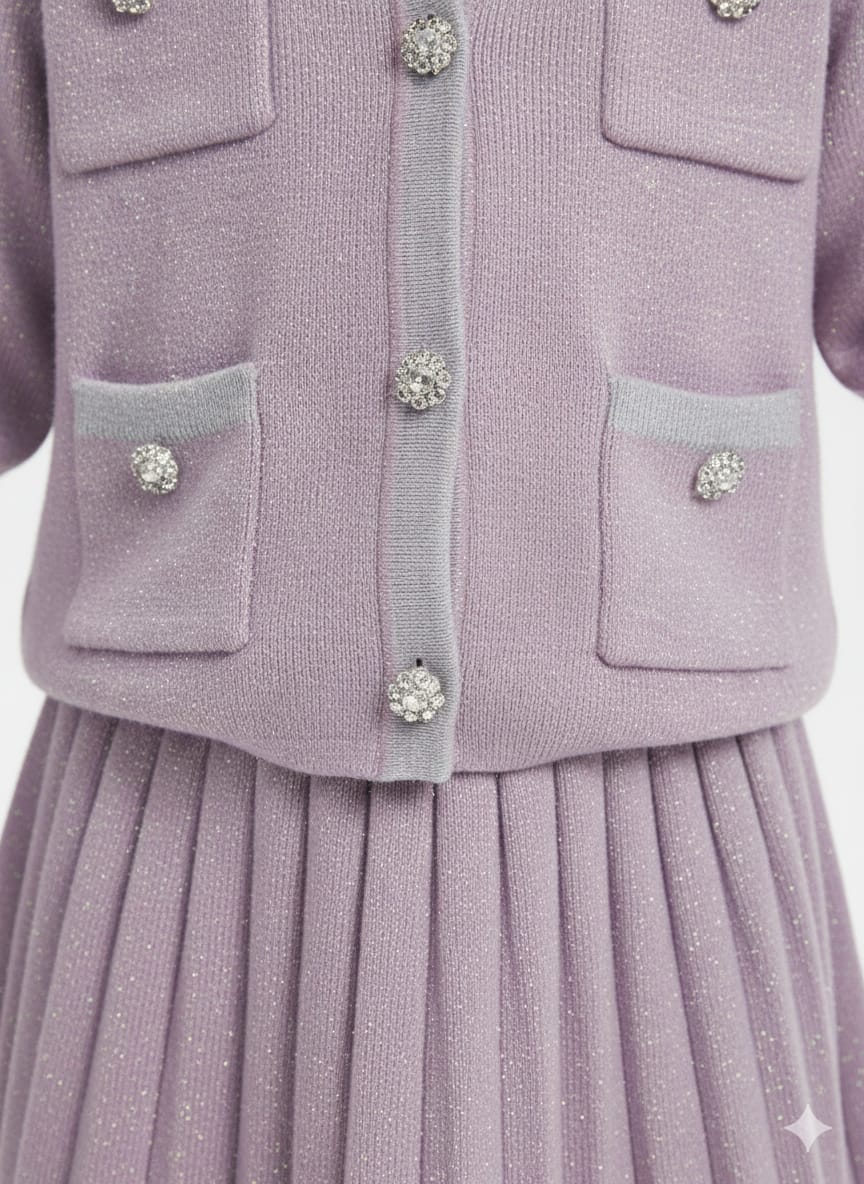 Chanel Inspired Lilac Skirt Set
