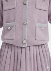 Chanel Inspired Lilac Skirt Set