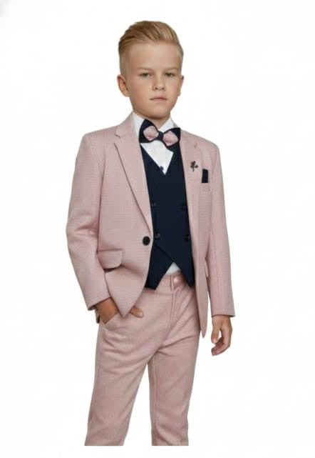 Checkered 3-piece Suit Set Pink