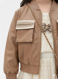 Chic Style Skirt set with Bomber Jacket