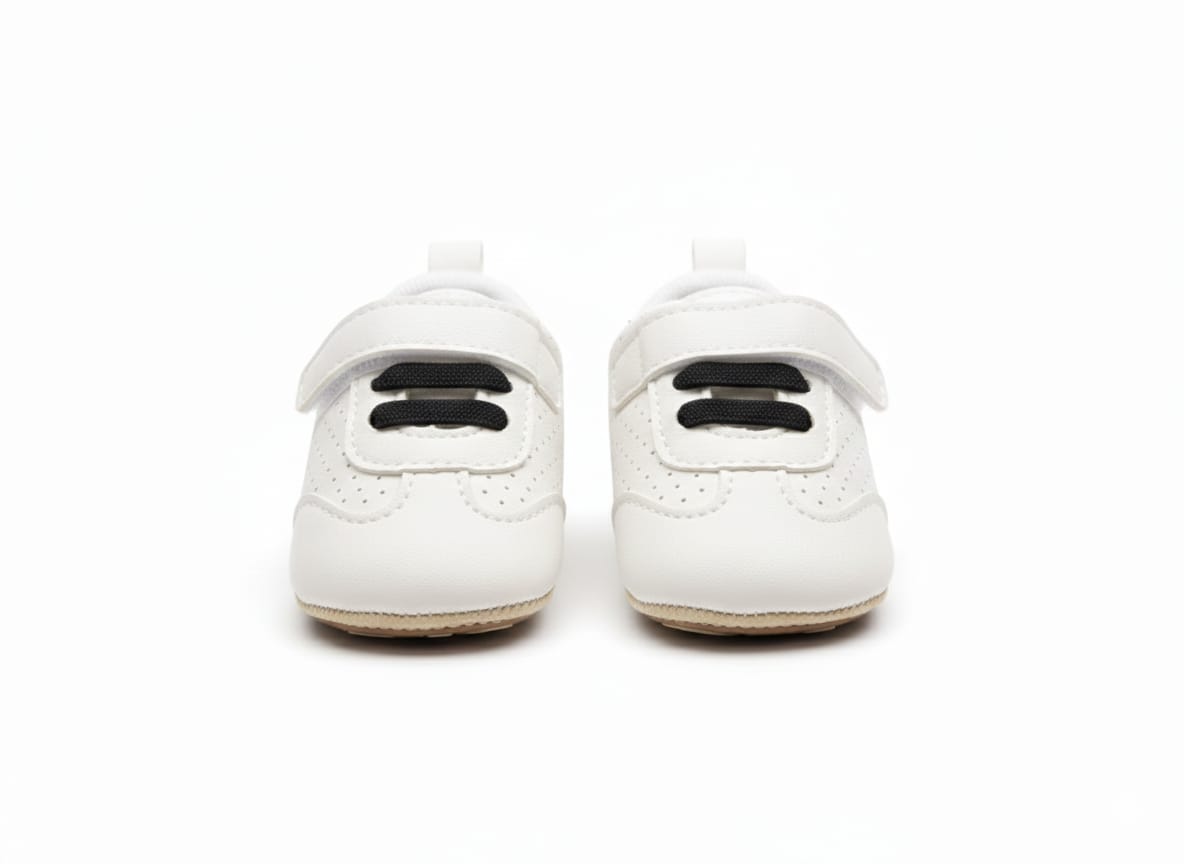 Classic White & Black Lace Prewalker Sneakers