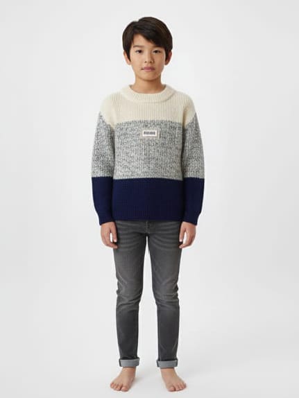 Color-Block Crew Neck Sweater